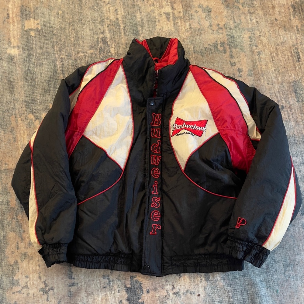 🎉last chance🎉Vintage Pro Player Budweiser Puffer Coat - flawed. Size L